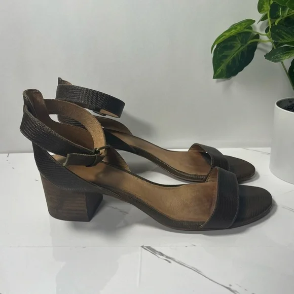 Madewell Women’s Alice Ankle Strap Mid Heel Open Toe Sandal Heel Python Size 8.5 - Picture 2 of 10